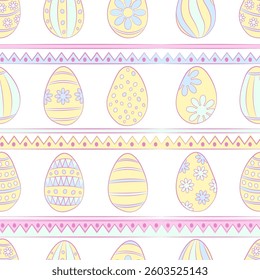 Seamless background. Easter pattern. Easter eggs. Texture in delicate pastel colors.