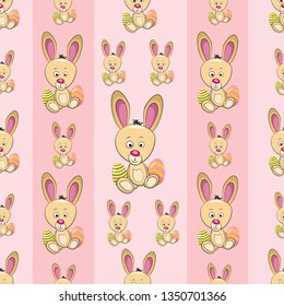 seamless background easter rabbit with eggs