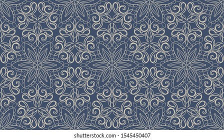 Seamless background  Eastern. Mandala ornament. Arabic  Pattern. Elements of flowers and leaves. Vector illustration. Use for wallpaper, print packaging paper, textiles.