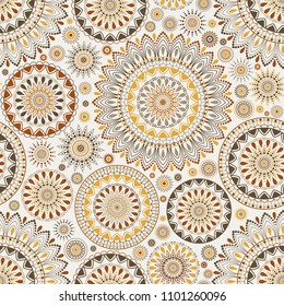 Seamless background  Eastern style. Arabic  Pattern. Mandala ornament. Elements of flowers and leaves. Vector illustration. Use for wallpaper, print packaging paper, textiles.