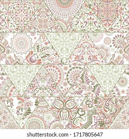 Seamless background  Eastern style. Mandala ornament. Arabic  Pattern. Elements of flowers and leaves. Vector illustration. Use for wallpaper, print packaging paper, textiles.
