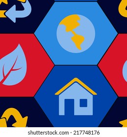 seamless background with ecology symbols