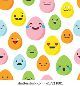 Seamless background with Eggs emotions. Vector illustration.