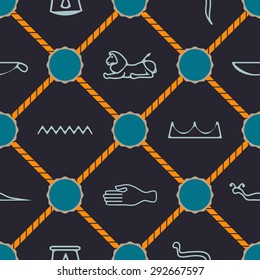 Seamless background with Egyptian hieroglyphs for your design