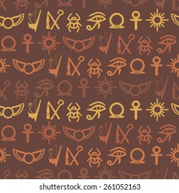 Seamless background with Egyptian symbols for your design