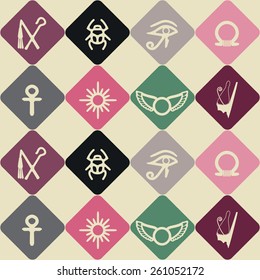 Seamless background with Egyptian symbols for your design