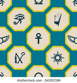 Seamless background with Egyptian symbols for your design