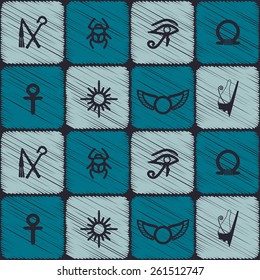Seamless background with Egyptian symbols for your design