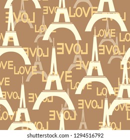 Seamless Background Eiffel Tower Word Love Stock Vector (Royalty Free