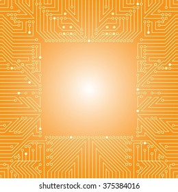 Seamless background of electrical circuit of computer board device (motherboards). Yellow Light Abstract Technology background for computer graphic website internet business. Electrical circuit. 