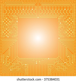 Seamless background of electrical circuit of computer board device (motherboards). Yellow Light Abstract Technology background for computer graphic website internet business. Electrical circuit. 