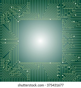 Seamless background of electrical circuit of computer board device (motherboards). Green Light Abstract Technology background for computer graphic website internet business. Electrical circuit. 