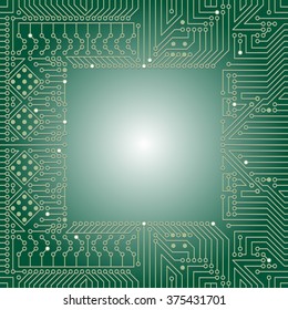 Seamless background of electrical circuit of computer board device (motherboards). Green Light Abstract Technology background for computer graphic website internet business. Electrical circuit. 