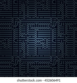 Seamless background of electrical circuit of computer board device. Light Abstract Technology pattern for computer graphic website internet business. 