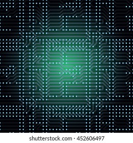 Seamless background of electrical circuit of computer board device. Light Abstract Technology pattern for computer graphic website internet business. 