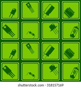 Seamless background with electronic components icons for your design