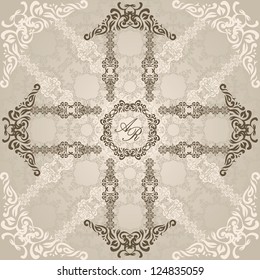 Seamless background with an elegant frame in retro style