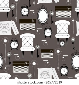 seamless background with elements of decoration and furniture