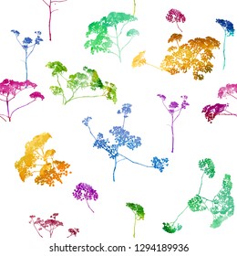 Seamless background with elements of flora. Flower abstraction. Vector