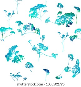 Seamless background with elements of flora. Flower abstraction. 