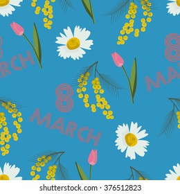 Seamless Background with elements for holiday International Woman's Day
