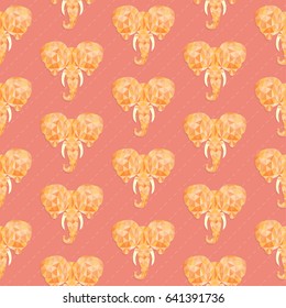 Seamless background of elephants from polygons. Pattern.