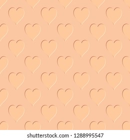Seamless background of the embossed hearts.