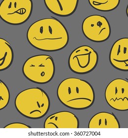 Seamless background with emoticons. Vector illustration.