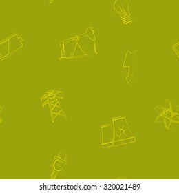Seamless background with energy and power icons for your design