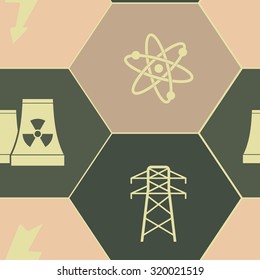Seamless background with energy and power icons for your design