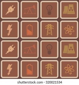 Seamless background with energy and power icons for your design
