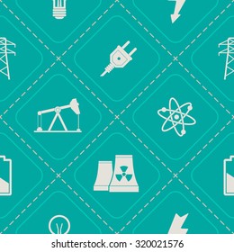 Seamless background with energy and power icons for your design