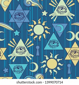 Seamless background with the esoteric elements of occult science