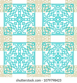 Seamless background.  Ethnic color background for fabric or paper. Abstract geometrical ethnic ornament with northern motifs. Vector texture.