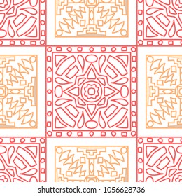 Seamless background.  Ethnic color pattern for paper or cover. Abstract geometrical ethnic ornament with northern motifs. Vector texture.