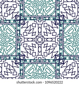 Seamless background.  Ethnic color pattern for fabric or paper. Abstract geometrical ethnic ornament with northern motifs. Vector texture.
