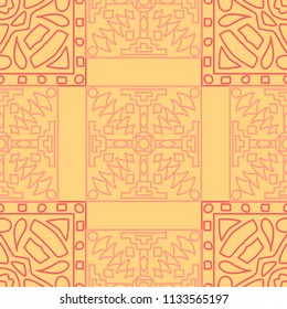 Seamless background.  Ethnic color pattern for fabric or paper. Abstract geometrical ethnic ornament with northern motifs. Vector texture.
