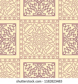 Seamless background.  Ethnic color pattern for fabric or paper. Abstract geometrical ethnic ornament with northern motifs. Vector texture.