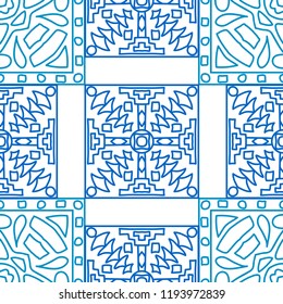 Seamless background.  Ethnic color pattern for fabric or paper. Abstract geometrical ethnic ornament with northern motifs. Vector texture.