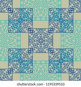 Seamless background.  Ethnic color pattern for fabric or paper. Abstract geometrical ethnic ornament with northern motifs. Vector texture.