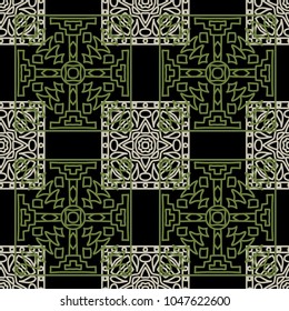 Seamless background.  Ethnic color vector pattern for fabric or paper. Abstract geometrical ethnic ornament with northern motifs. Vector texture.