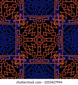 Seamless background.  Ethnic color vector pattern for paper or cover. Abstract geometrical ethnic ornament with northern motifs. Vector texture.