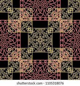 Seamless background.  Ethnic color vector pattern for wallpaper or cloth design. Abstract geometrical ethnic ornament with northern motifs. Vector texture.