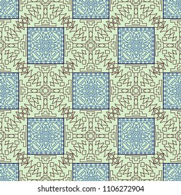 Seamless background.  Ethnic color vector pattern for paper or cover. Abstract geometrical ethnic ornament with northern motifs. Vector texture.