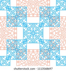 Seamless background.  Ethnic color vector pattern for wallpaper or cloth design. Abstract geometrical ethnic ornament with northern motifs. Vector texture.