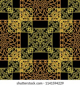 Seamless background.  Ethnic color vector pattern for fabric or paper. Abstract geometrical ethnic ornament with northern motifs. Vector texture.
