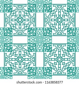 Seamless background.  Ethnic color vector pattern for fabric or paper. Abstract geometrical ethnic ornament with northern motifs. Vector texture.