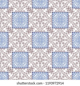 Seamless background.  Ethnic color vector pattern for fabric or paper. Abstract geometrical ethnic ornament with northern motifs. Vector texture.
