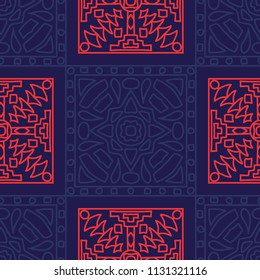 Seamless background.  Ethnic color background for wallpaper or cloth design. Abstract geometrical ethnic ornament with northern motifs. Vector texture.