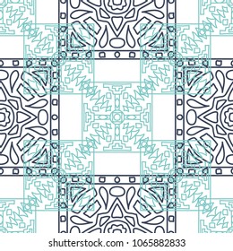 Seamless background.  Ethnic colorful vector background for fabric or paper. Abstract geometrical ethnic ornament with northern motifs. Vector texture.